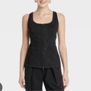 Universal Thread Black Fitted Bustier Tank Top